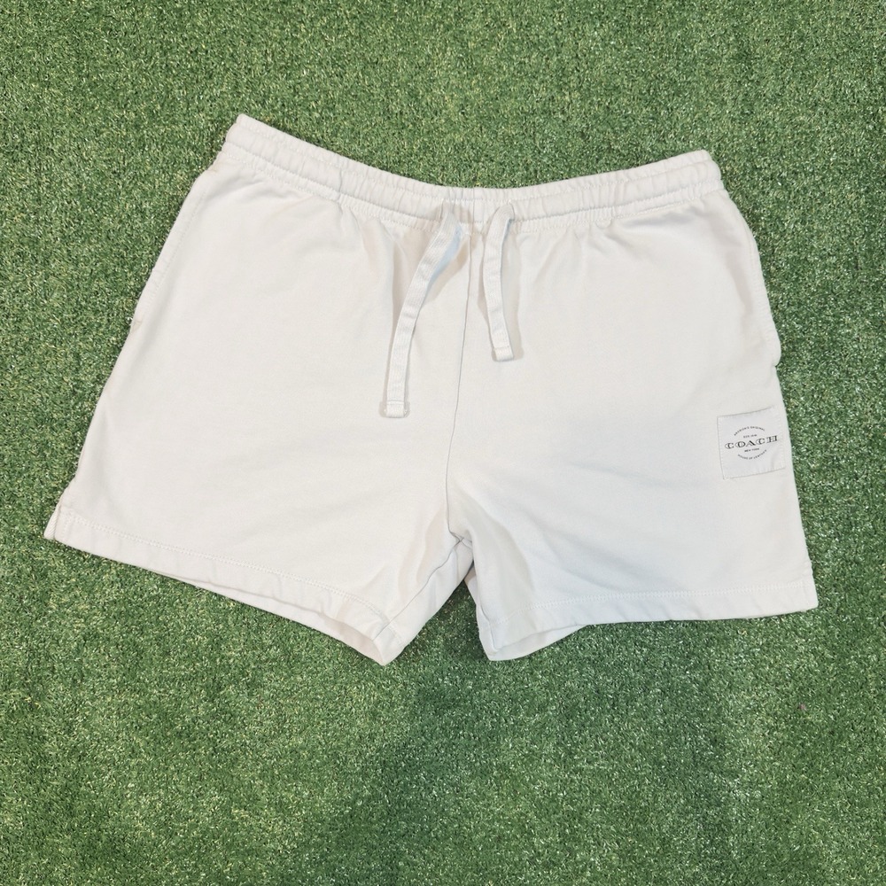 Coach Shorts‎ Womens Large Light Blue Garment Dye Track Drawstring Sweat Cotton